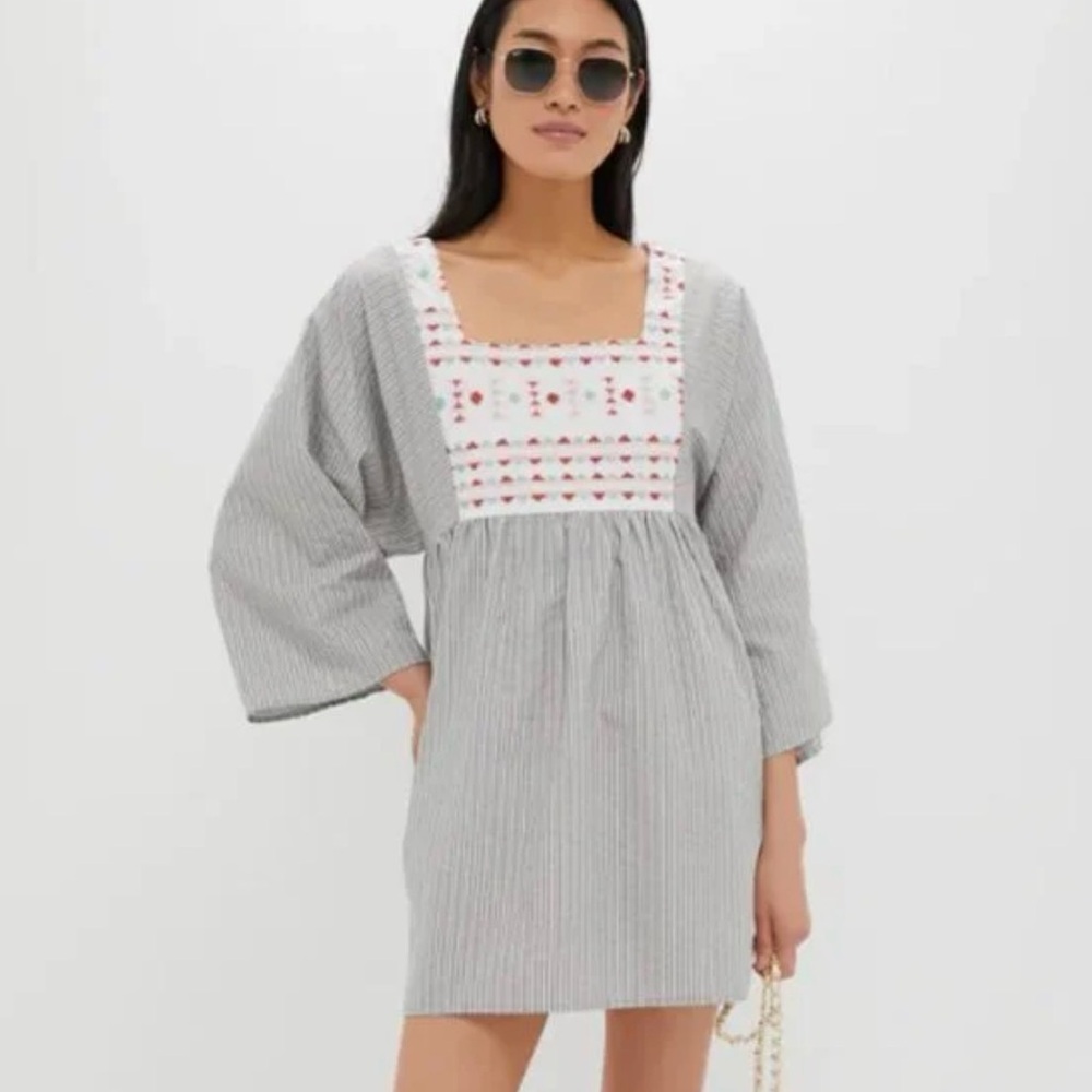 Tuckernuck Pomander Place Sage Stripe Embroidered Sadona Dress